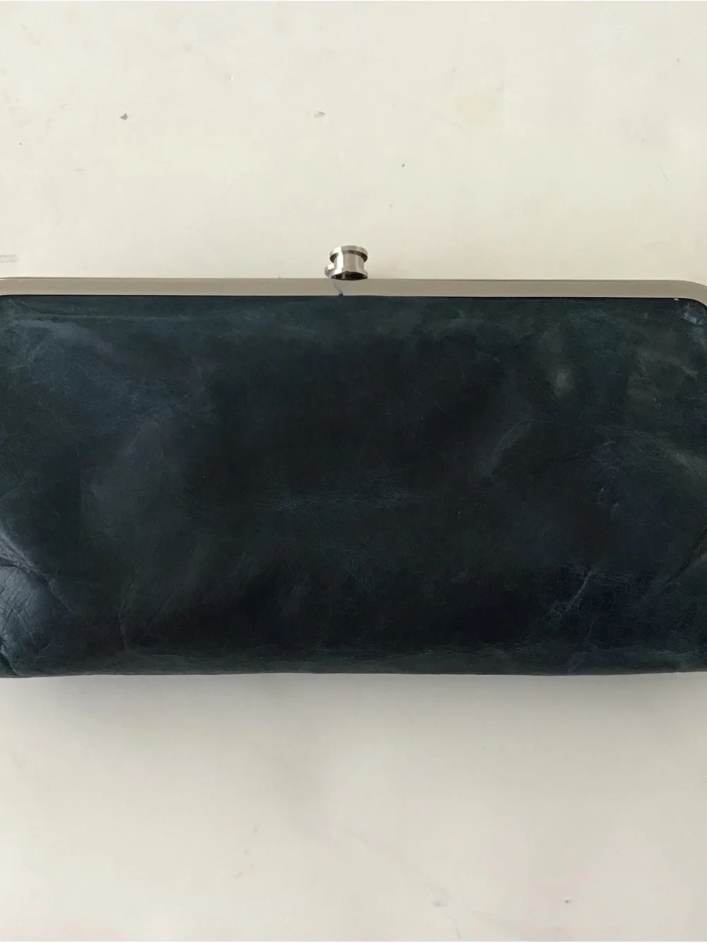 HOBO Lauren Clutch Leather Wallet Forest Green W/clasp & Magnetic Closure